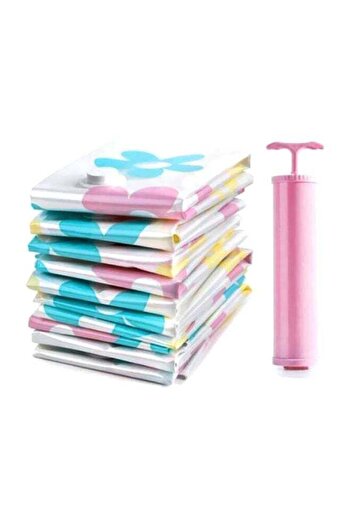fun zone 10-Piece Vacuum Compression Storage Bag With Pump White/Blue/Pink