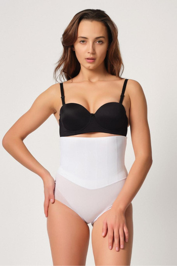 The LOG INVEST White Emay 2945 Tulle Slip Laser Corset with Caring
