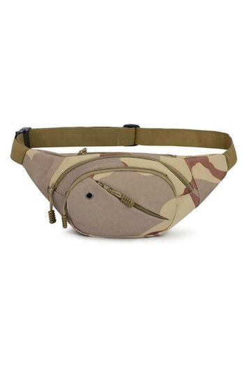 Zamo Sport Waist Bag, Zamo®, Waterproof Material, Adjustable Waist, 4 Zippers, Camouflage Cream Multicam