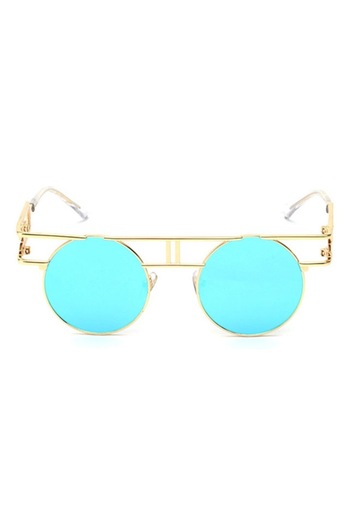 Zamo Sunglasses CZL Molecule Blue UV400 Protection Round Model Gold Frame Blue Lenses