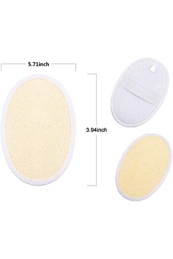 Qinuseaks Set of 4 exfoliating pads, luffa, white/beige, 14 x 10 cm