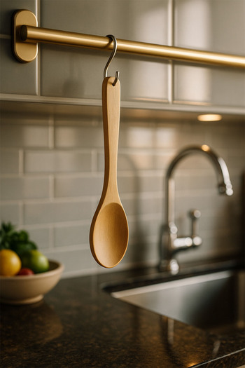 Bambuland Bamboo Wooden Serving Spoon - 24 cm Long Handle Serving Spoon