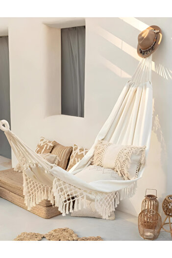 Other Boho macramé garden hammock 280x80 single tourist beige vintage