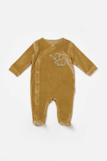 Momercy Sweet Elephant Organic Velvet Baby Romper