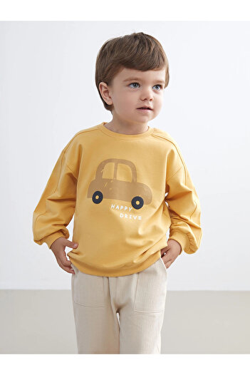 LC Waikiki Lcw Baby Sari Printed Baby Boy Sweatshirt and Sweatpants Set of 2