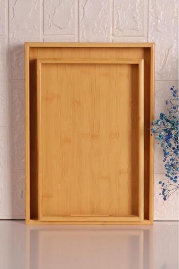 Atbyhome Bambum Marbella - Set of 2 Bamboo Patterned Trays Medium Small