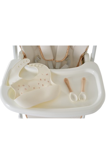 Moni Lindo height-adjustable dining chair, foldable, 2 trays, bib, spoon, fork included