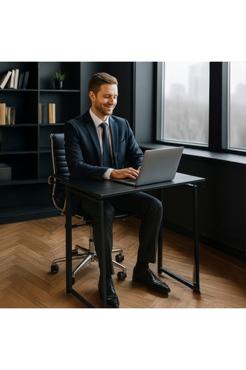 zola Folding desk with metal frame, Zola, MDF, 80 x 40 x 75 cm, black