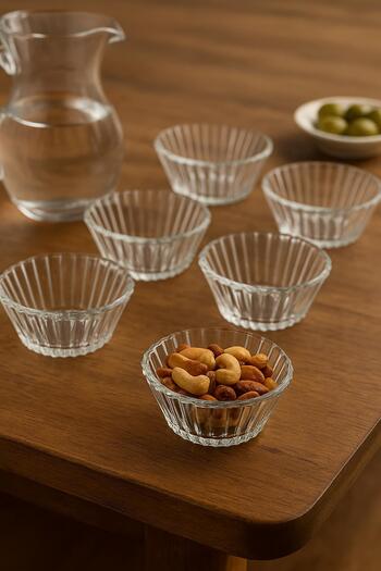 EWs Set of 6 Glass Patterned Snack Bowls 150 ml