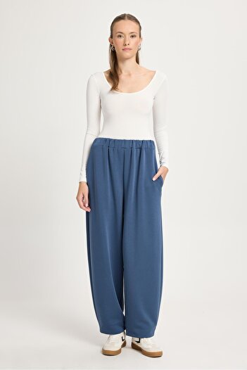 minaaise Women's Indigo Oversize Modal Fabric Soft Pantalon 30004