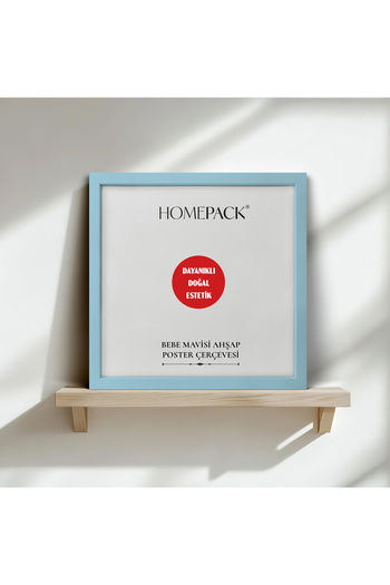 HOMEPACK 20X20 cm Light Blue Wooden Framed Poster Frame, Blank Frame, Lightblue-Frame-20X20