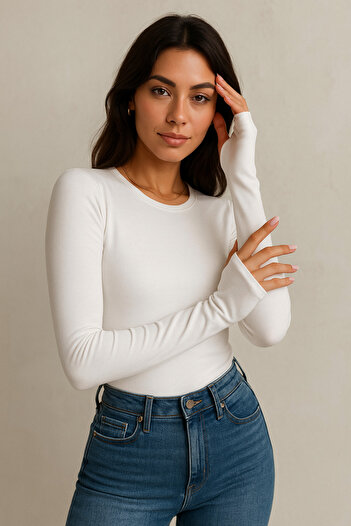 FV Finger-Through Crew Neck Women's Bodysuit