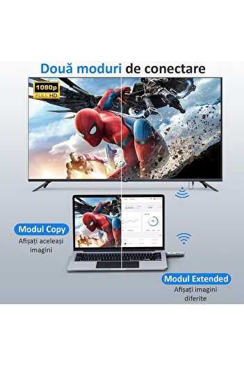 ENZIRO Kit extensie HDMI wireless, Full HD 1080P, Wireless 30 m, Plug and Play, cu 3 Adaptoare, Alb