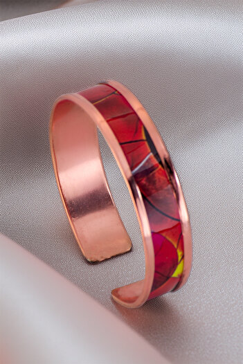 OSMANLI GÜMÜŞ Women's Copper Bracelet - Sunny Model Special Edition Metal Box and Quartz Stone