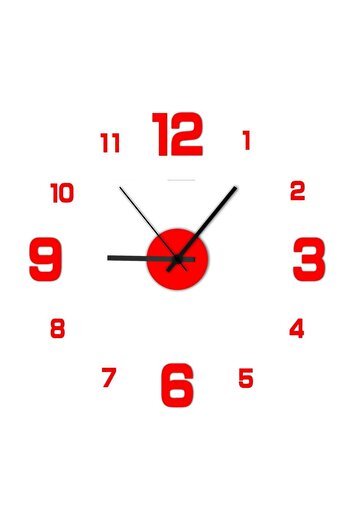 Choice Red Creative Frameless DIY Wall Clock Wall Decal Home Silent Clock Living Room Office Wall Decoratio