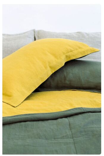 shules collection Oxide Yellow-Green 100% Cotton Washed Vintage Double Duvet Cover Set, (200 X 220)