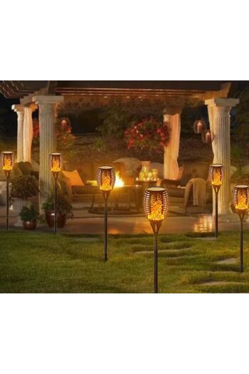 Other Decorative Hammered Fire Flame Effect Solar Garden Lamp x6