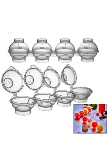 ÇERÇİCİ Top Fill Horizontal 4 Compartment Sphere Ice Ball Mold - Round Ice Ball Making Apparatus