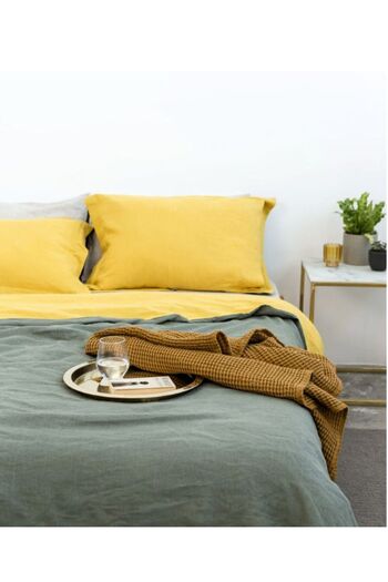 shules collection Oxide Yellow-Green 100% Cotton Washed Vintage Double Duvet Cover Set, (200 X 220)