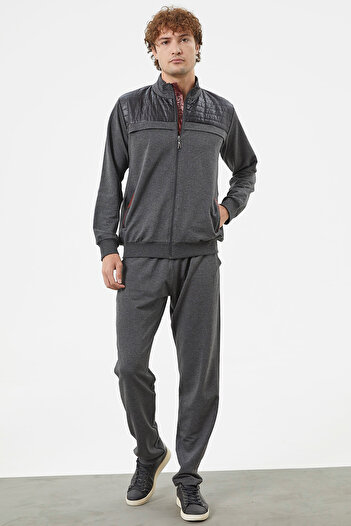 Sementa Quilted Zippered Tracksuit Set - Anthracite