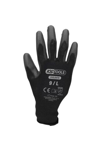 KS Tools Mikro Fine Knit Gloves, Black, Size 9, Set of 12 Pairs