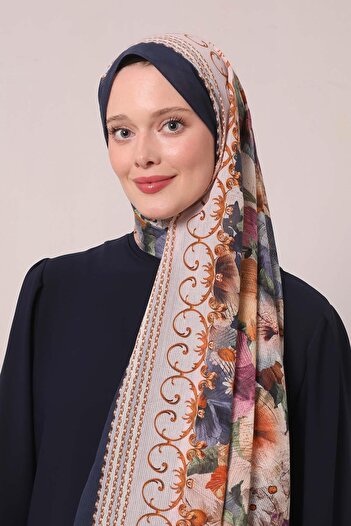 Levidor Navy Blue Varak Pattern Cotton Shawl