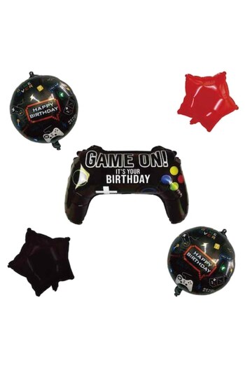 SHOPIENS Set 5 baloane din folie pentru petrecerea copiilor Micul Gamer Shopiens, cu modele gaming