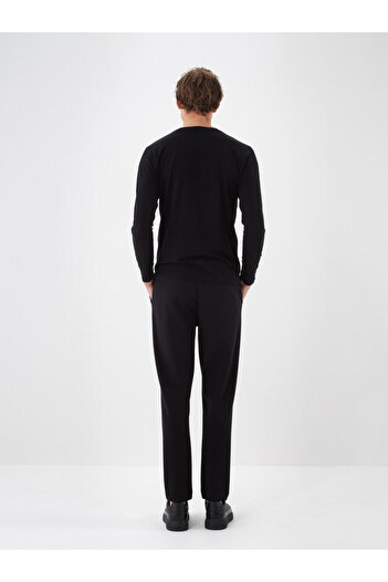Xint Erkek Siyah Pamuk Dokulu Regular Fit Jogger Pantolon