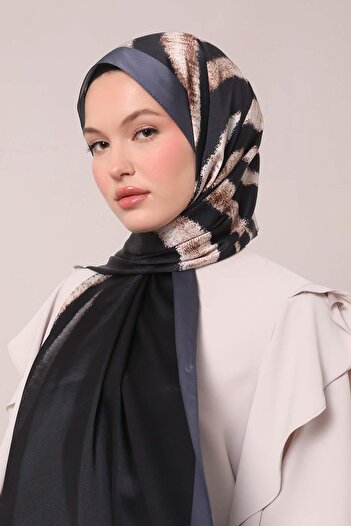 Levidor Kot Mavi Leopar Desen Twill Şal