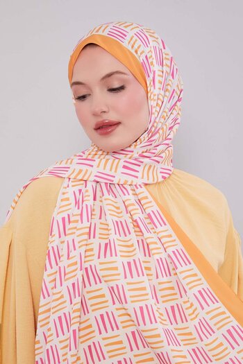Levidor Orange Square Line Pattern Club Shawl