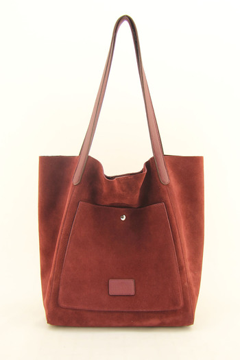 HNB Women's Burgundy Genuine Suede Leather Hobo Large Shoulder Bag