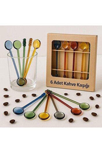 Hayveys 6-Piece Colorful Round Glass Coffee Spoon Seasoning Latte Presentation Spoon