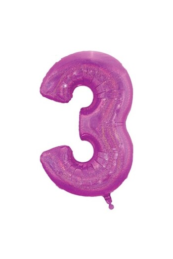 SHOPIENS Balon Petrecere Nr. 3, Fucsia Holografic, 60cm, din Folie de Aluminiu
