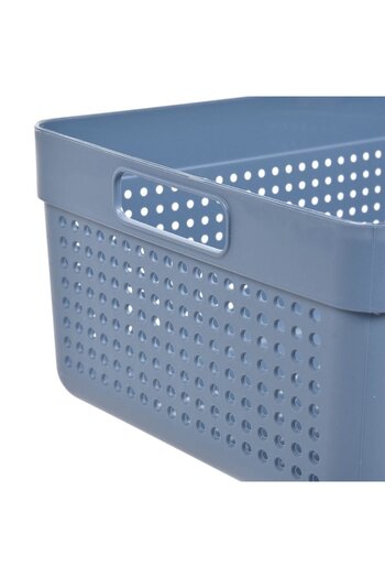 SHOPIENS Shopiens® blue storage basket with perforated pattern and handles, 32x23x14 cm/10L