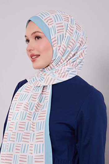Levidor Turquoise Square Line Pattern Club Shawl