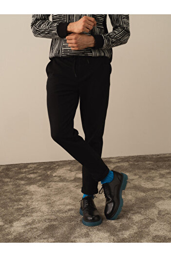 Xint Erkek Siyah Pamuk Dokulu Slim Fit Jogger Pantolon