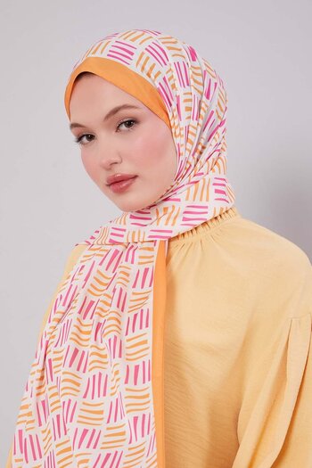 Levidor Orange Square Line Pattern Club Shawl