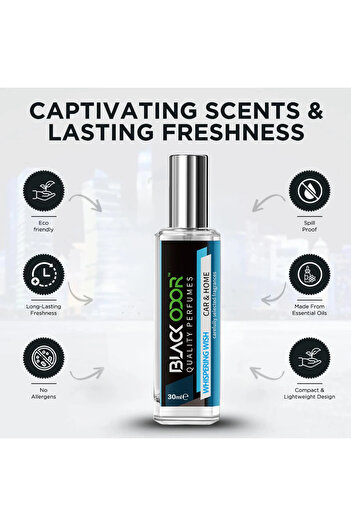 Black Odor Car & Home Perfume Whispering Wish 30ML Long Lasting Essential Oil Air Freshener BO-34