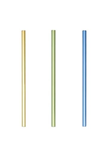 SHOPIENS Set 3 reusable glass straws Shopiens®, colorful, 6 x 210 mm