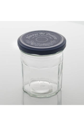 SHOPIENS Glass jar with blue metal lid with message Always be Positive