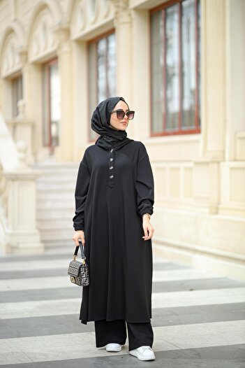 NS Moda Hijab Duha Set Black-Model 548