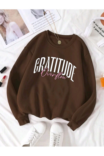 FAVORİST Gratitude Overflow Printed Crew Neck Cotton Unisex Sweatshirt