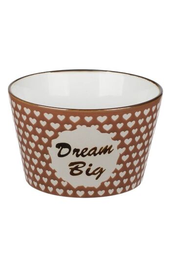 SHOPIENS Bol servire din ceramica Shopiens®, cu model inimi reliefate si mesaj Dream Big, 560 ml