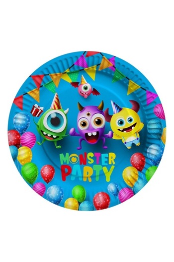 SHOPIENS Set 6 farfurii din carton pentru petrecerea copiilor Monsters Party Shopiens®, cu model monstri, 23