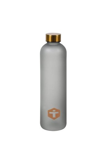SHOPIENS Sport Water Bottle Shopiens® Grey Plastic with Gold Metallic Lid, 1 L