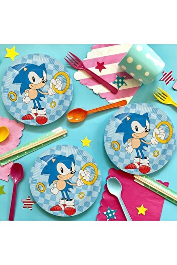 SHOPIENS Set 6 Bucati Farfurii Carton Petrecere Copii Sonic 23cm