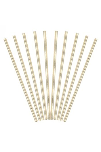 SHOPIENS Set 15 paper straws Shopiens®, straight, gold color with foil, 6 x 197 mm