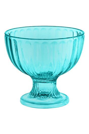 SHOPIENS Plastic Ice Cream Bowl with Striped Turquoise Base, Shopiens®, 350 ml