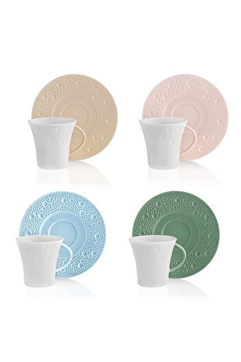 KAVALYE Porcelain Coffee Cup Set 8 Pieces for 4 People