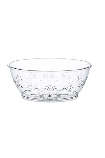 SHOPIENS Set 25 transparent plastic bowls, reusable with floral design, no lid, ideal for events and parties,